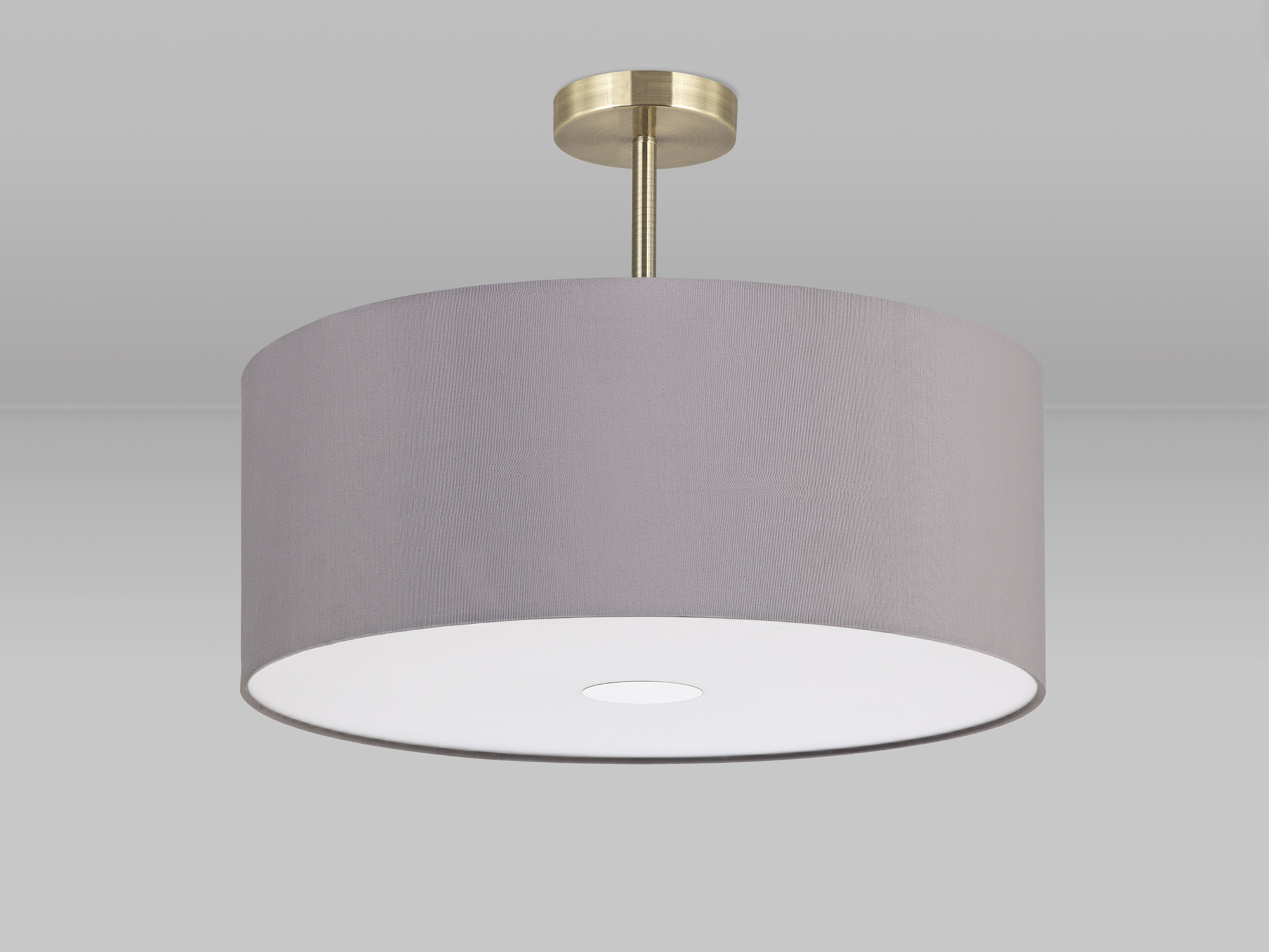 Baymont 50cm Semi Flush 3 Light Antique Brass, Grey, Frosted Diffuser DK0388  Deco Baymont AB GR